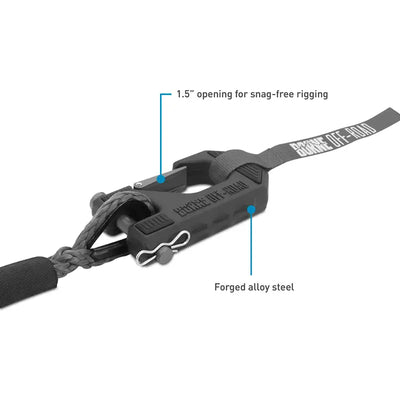Borne Off-Road 10K winch with grey synthetic rope and black forged hook