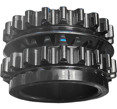 Shiny metal gear assembly for Ford Coyote billet crankshaft timing sprocket on V8