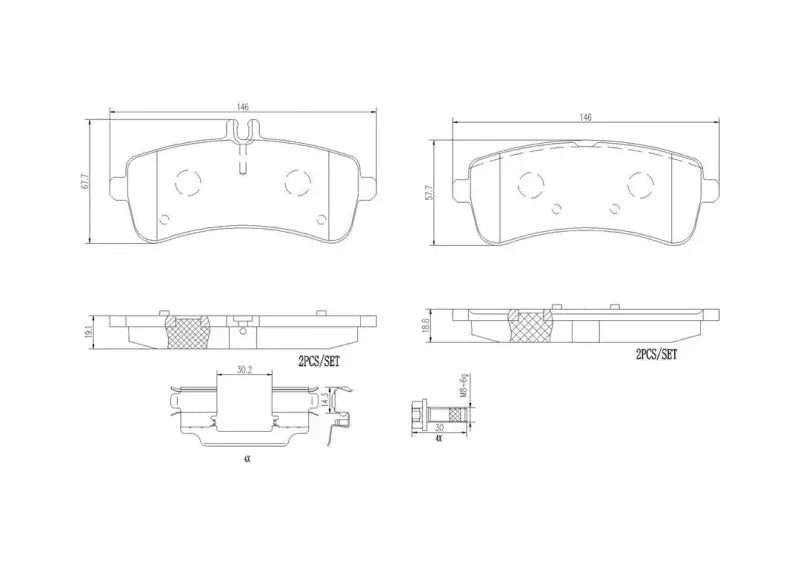 Brake Pad FMSI Number D1681-8911; Ceramic; Set Of 4; With Hardware/ Brake Caliper Screws - RV and Auto Parts