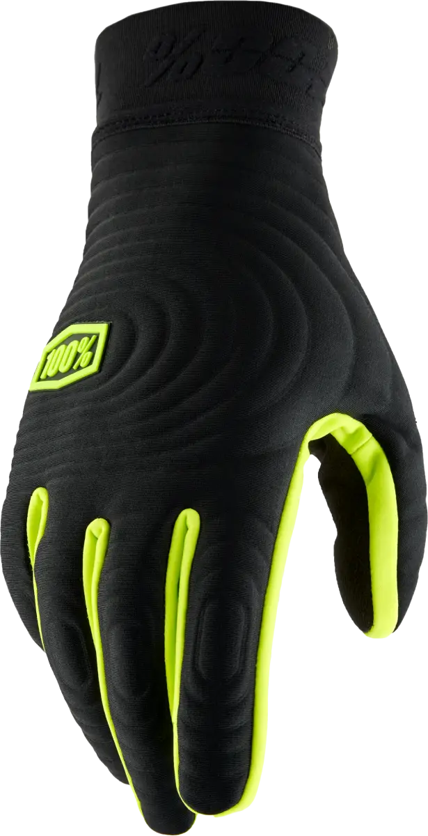 Brisker Xtreme Gloves Black/Fluo Yellow Large - Insulated, moisture-wicking gloves for off-road, RV, automotive, and powersports adventure. Enhanced grip and touchscreen capability. Ideal for riding in cooler weather.