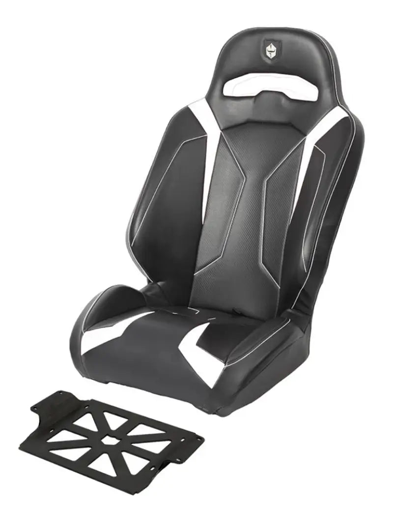 Black and white CA162S188WH Pro Armor Le Suspension Seat with mounting bracket