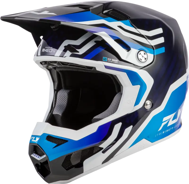 Formula S Carbon Byte Helmet Blue Carbon/Blue/White Sm - FLY RACING