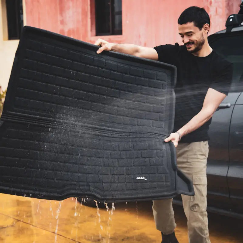 Cargo Area Liner Direct Fit; Raised Edge; Black; Thermoplastic Rubber Of Carbon Fiber Texture; Non-Skid; Behind 3rd Row