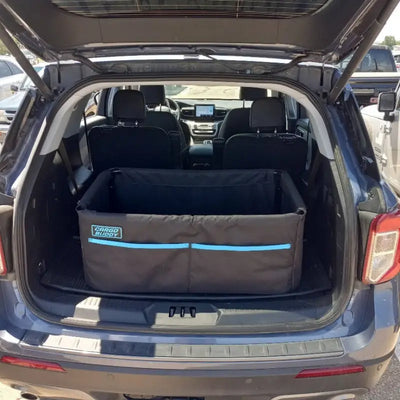 Cargo Organizer Area Of SUV And Truck; Single Compartment With 2 External Pockets; Black; 600D Polyester 1-3/16 Inch