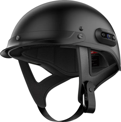 Black Cavalry 2 Half Helmet with Bluetooth, open mesh design, perfect for group mesh rides