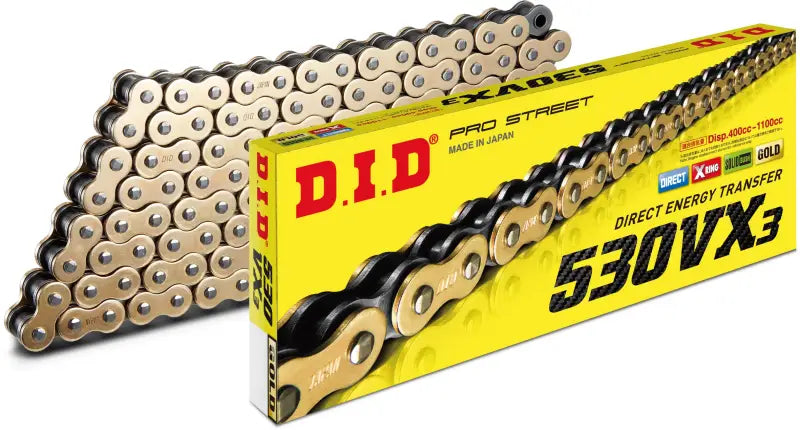 D.I.D Chain 530vx3 120l Gold for Powersports