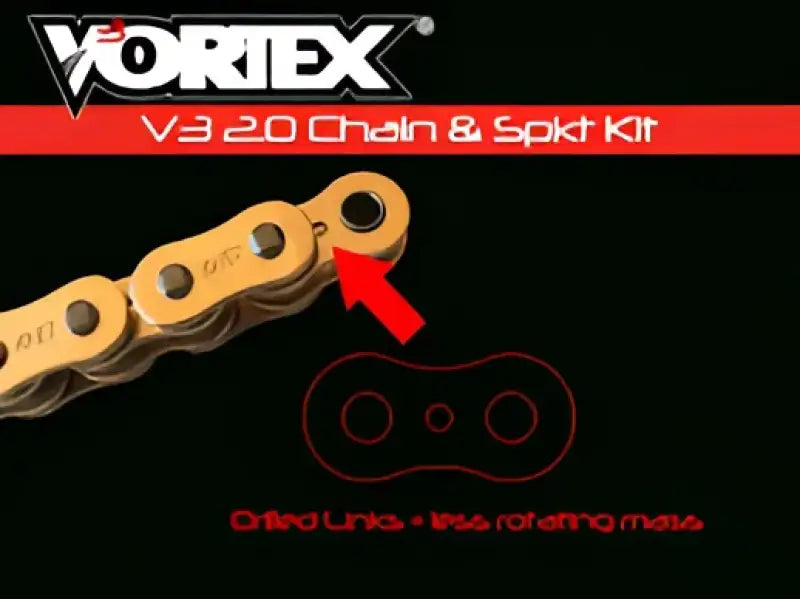 CKG6271 Vortex Sprocket/Chain Kit Stl/Alu 16/45T Blk Rx3 520-114L Gld - RV and Auto Parts