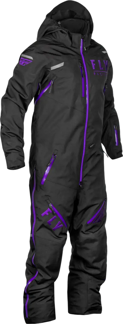 Black snowsuit with purple accents for powersports enthusiasts, perfect for RV parts & accessories