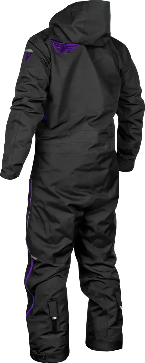Black snowsuit with purple accents from Cobalt Shell Monosuit for powersports fun