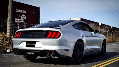Corsa 2018+ Ford Mustang GT Fastback 5.0L 3in Cat-Back System Dual Rear Exit w/ 4in Gunmetal Tips 