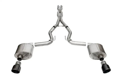 Corsa 2024 Ford MustangGT Sport Cat-Back Ex.Sys 3.0in Dual Rear Exit w/4.5in Blk PVD Pro Series Tips - Exhaust