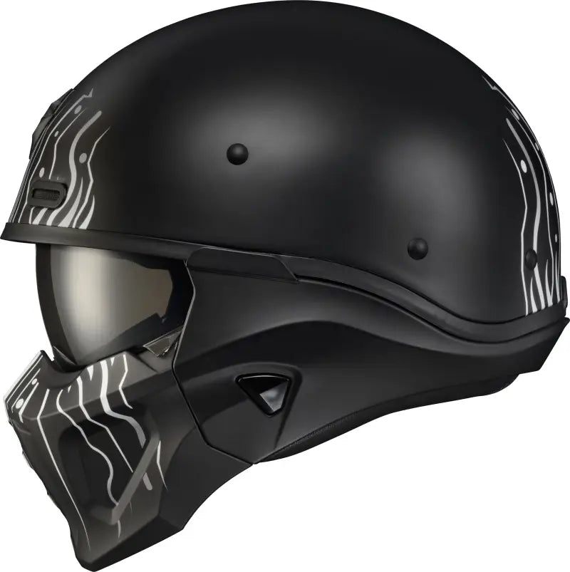 Covert X Open Face Helmet Tribe Matte Black/White Sm - SCORPION EXO