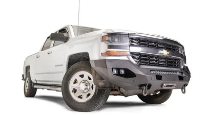 White pickup truck with aftermarket bumper from CS16-X4851-1 Fab Fours Matrix Fro