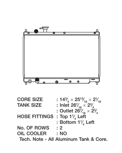 Radiator specifications for the Honda S2000 radiator CSF 00-10 in a Honda S2000