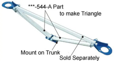 Blue and silver Cusco strut bar for SXE10 IS300 rear strut tower brace