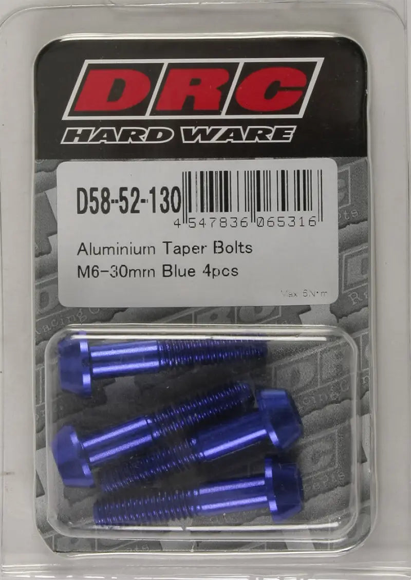 DRC Aluminum Taper Bolts Blue M6x30mm 4/Pk for Powersports