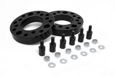 Daystar 2009-2021 Ford F-150 Front 4WD/2WD 2in Leveling Kit with suspension strut spacers, hardware, and easy install components.
