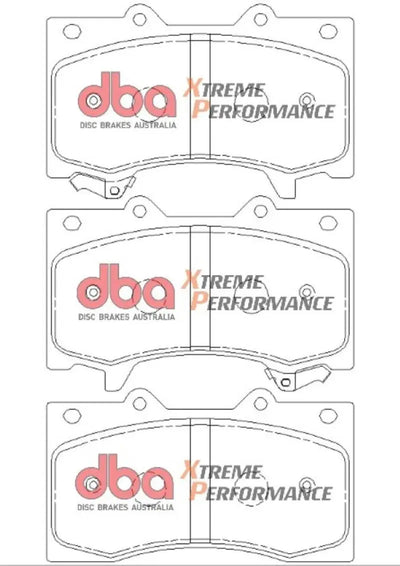 DBA Xtreme Performance brake pads in black and red for high temps
