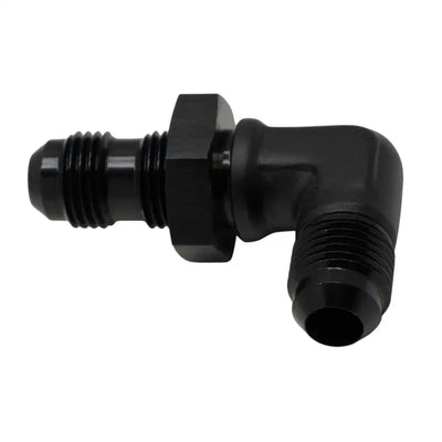 DeatschWerks 6AN Male Flare to Bulkhead Adapter 90-Degree - Anodized Matte Black - Truck & Automotive