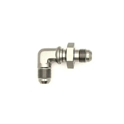 DeatschWerks 6AN Male Flare To 6AN Male Flare Bulkhead Adapter 90-Degree (Incl. Nut) 