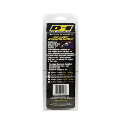 DEI Heat Sheath 3/4in x 3ft - Aluminized Sleeving- Sewn Edge - Truck & Automotive