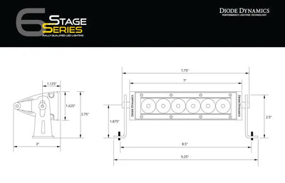 Diode Dynamics 6 In LED Light Bar Single Row Straight SS6 - Amber Wide Light Bar (Single) - DD5044S