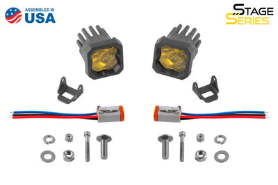 Diode Dynamics Stage Series C1 LED Pod Sport - Yellow Wide Standard ABL (Pair) - DD6443P