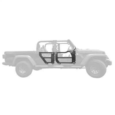 Door Tubular Lower Half; With Ball Handle; Textured; Black; Steel; Single; Retention Straps - Truck & Automotive