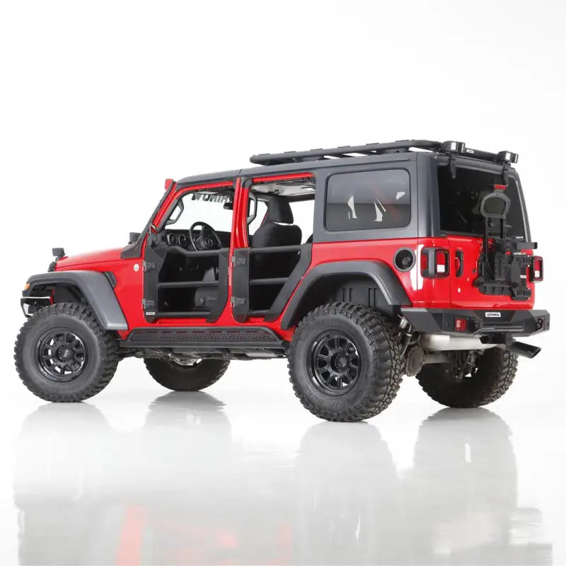 Door Tubular Lower Half; With Ball Handle; Textured; Black; Steel; Single; Retention Straps - Truck & Automotive