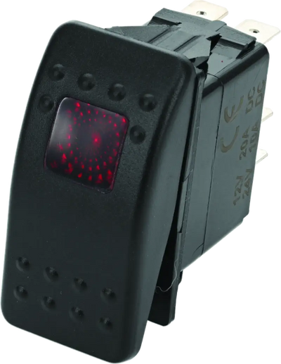 Black rocker switch with red indicator for DragonFire Racing lighted rear light on/off