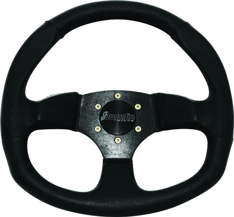 Black DragonFire Racing D-shaped steering wheel with textured vinyl grip