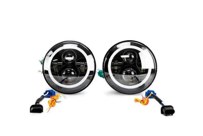 DV8 Offroad 07-18 Jeep Wrangler JK LED Projector Headlights w/ Angel Eyes 