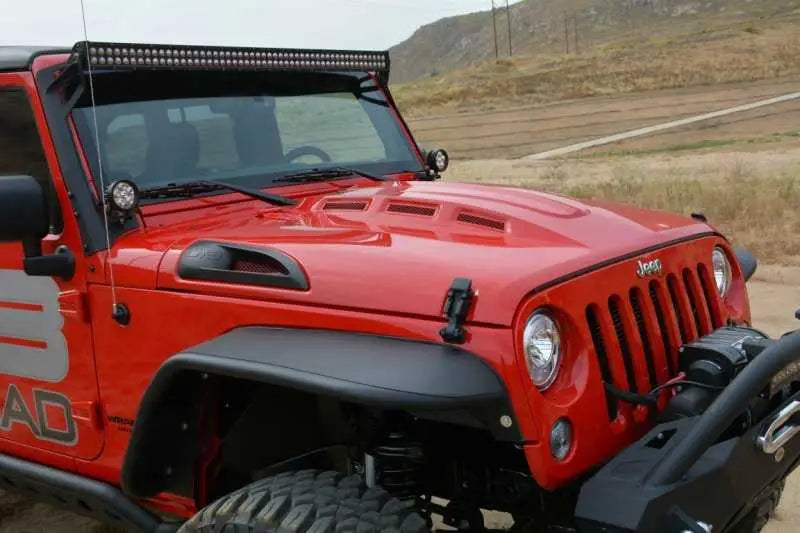 DV8 Offroad 07-18 Jeep Wrangler JK Metal Heat Dispersion Hood - Primer Black 