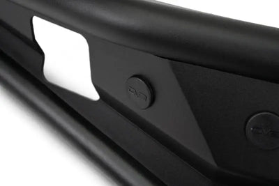 DV8 Offroad 21-22 Ford Bronco Competition Series Front Bumper, featuring low-profile, steel skid plate with bolt-on side gussets for enhanced engine protection.