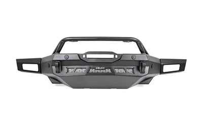 DV8 Offroad Spec Series Front Bumper for 2021-2023 Ford Bronco with winch mount, tubular bull bar, light mounts, and steel skid plate.