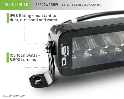 DV8 Offroad 52in Elite Series Light Bar 500W LED - Black - Truck & Automotive