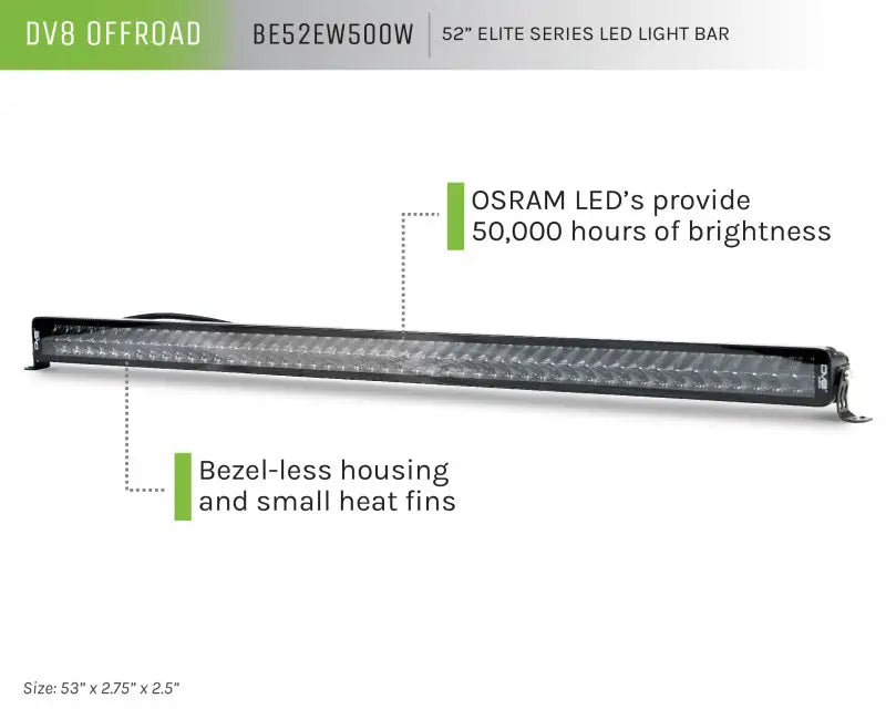 DV8 Offroad 52in Elite Series Light Bar 500W LED - Black - Truck & Automotive