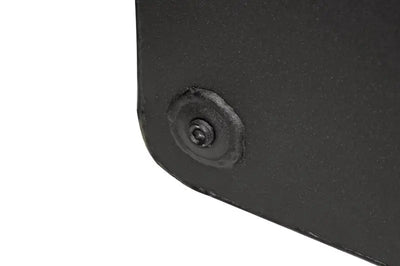 Black metal corner with bolt on Dee Zee transfer tank for liquid transfer applications