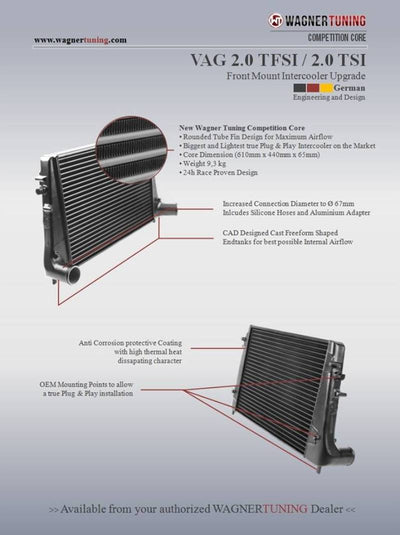 Wagner Tuning VAG 2.0L TFSI/TSI Competition Intercooler Kit - 200001034