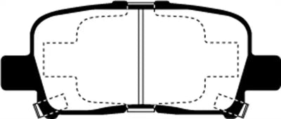 Cross-section of EBC Greenstuff Rear Brake Pads showing inner structure and friction material