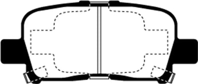 Cross-section of EBC Greenstuff Rear Brake Pads showing internal structure and friction material