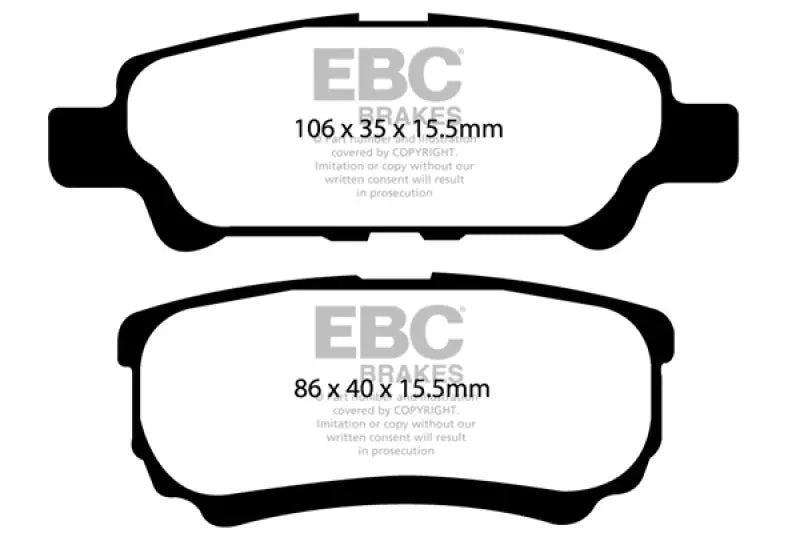 Two greenstuff rear brake pads for Chrysler 200 2.4 rear brake pads upgrade