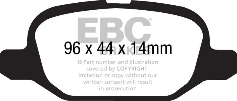 EBC 11+ Fiat 500 1.4 (ATE Calipers) Yellowstuff Rear Brake Pads 