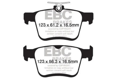 Two brake pads with dimensions for Volkswagen Atlas Turbo Greenstuff Rear Brake Pads