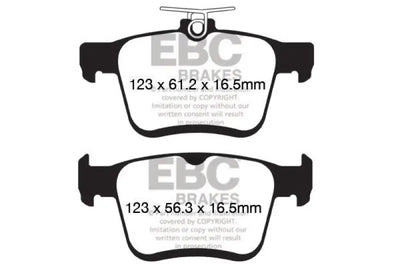 Brake pads with dimensions for Volkswagen Atlas Turbo Greenstuff Rear Brake Pads