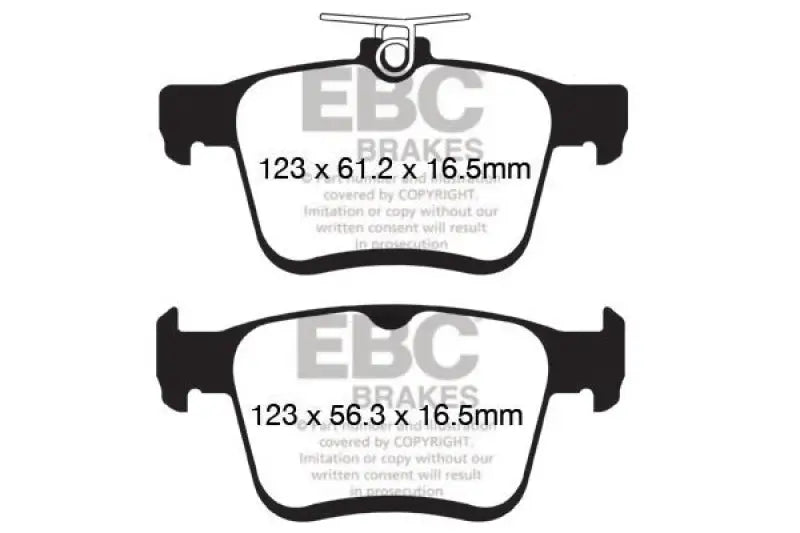 Brake pads with dimensions for Volkswagen Atlas Turbo Greenstuff Rear Brake Pads