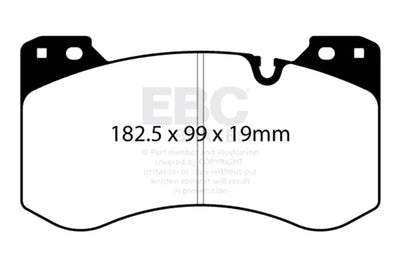EBC 2021+ BMW M3 3.0TT Bluestuff Front Brake Pads dimensions 182.5 x 99 x 19mm, optimal for high friction sport, race material use, ensuring cold bite and progressive brake feel, Truck & Automotive, Parts, Brakes, Rotors & Pads, AVADA - Best Sellers