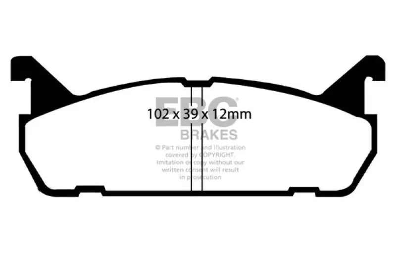 Brake pad outline for EBC 91-96 Ford Escort Redstuff Rear Brake Pads