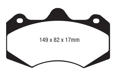 Brake pads with dimensions for EBC AP Racing Caliper CP7040 Bluestuff Brake Pads