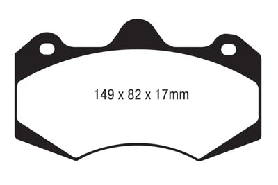 Brake pad with dimensions for EBC AP Racing Caliper CP7040 Bluestuff Brake Pads